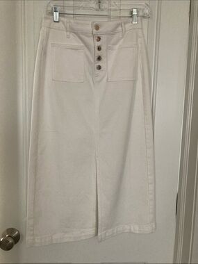 Button-Front Midi Skirt, size -0, Off white-Cream, New condition